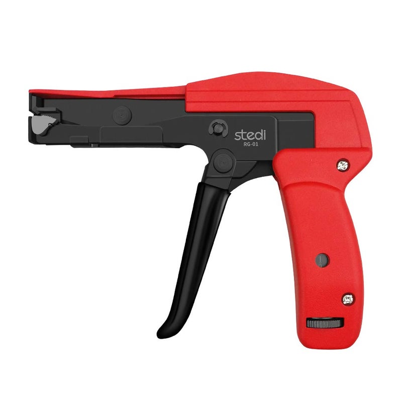 stedi Cable Tie Gun, Ergonomic Hand Operated Zip Tie Gun [Premium], Sharp and Wear Resistant, Cable Wire Fastening and Cut-Off Tie Tool, Special for Cut Plastic Nylon Ties, Red, 6.3 Inches Length - Image 1